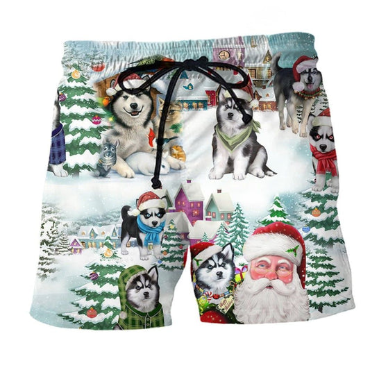 Husky Merry Christmas Cute – Beach Short