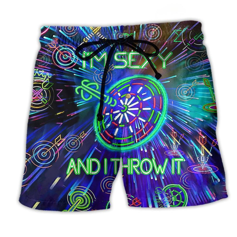 Darts I'm Sexy And I Throw It Cool Quote - Beach Short