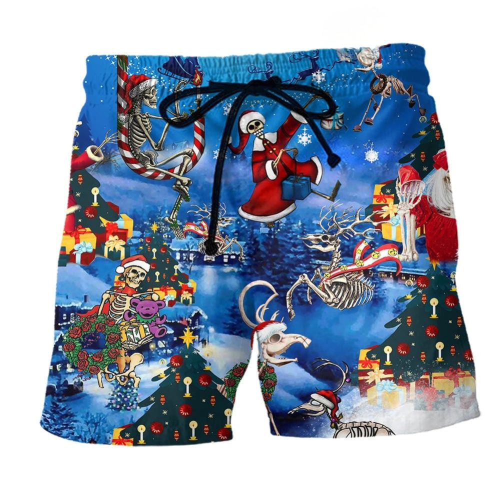Christmas Skull Merry Xmas – Beach Short