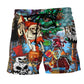 Skull And Christmas Spooky Holiday - Beach Short
