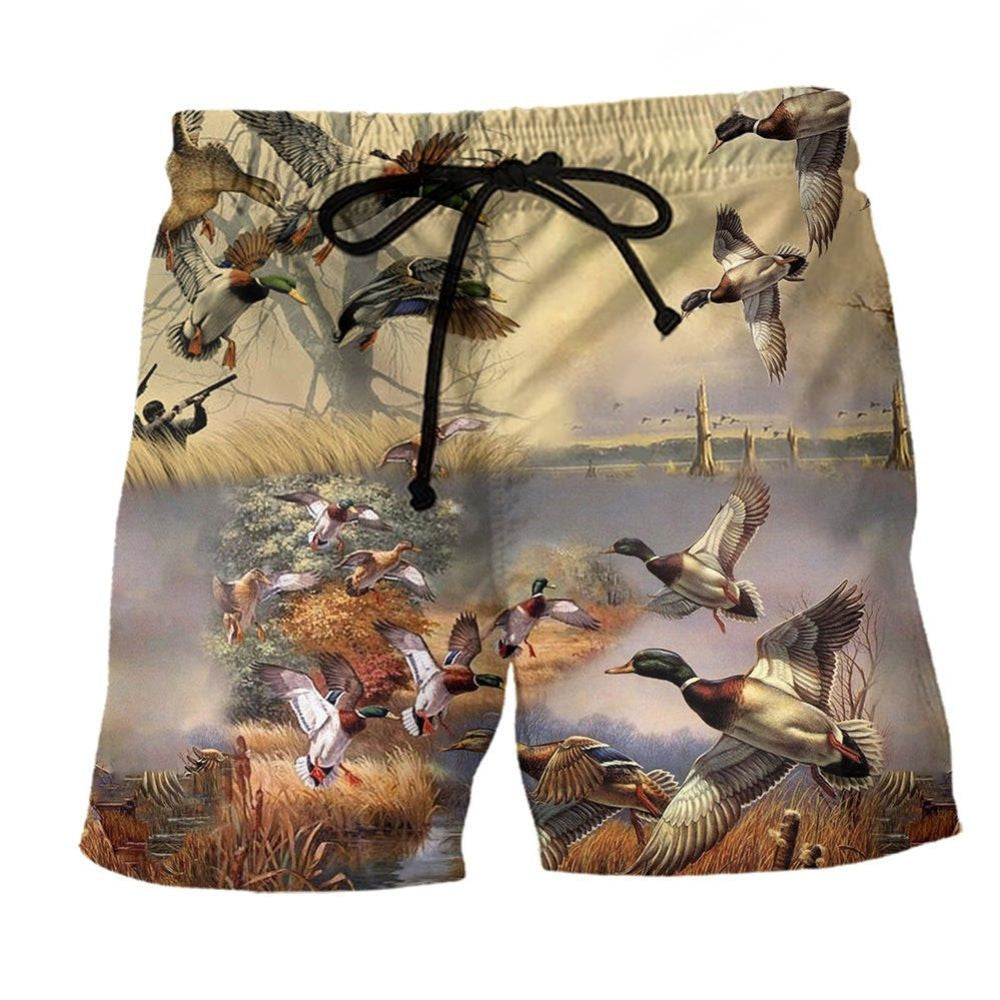 Duck Vintage Artwork Style - Beach Short