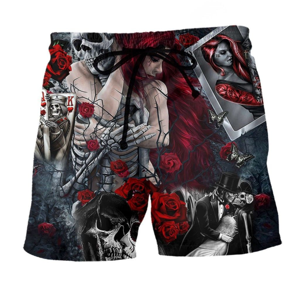Skull Love And Life Art - Beach Short
