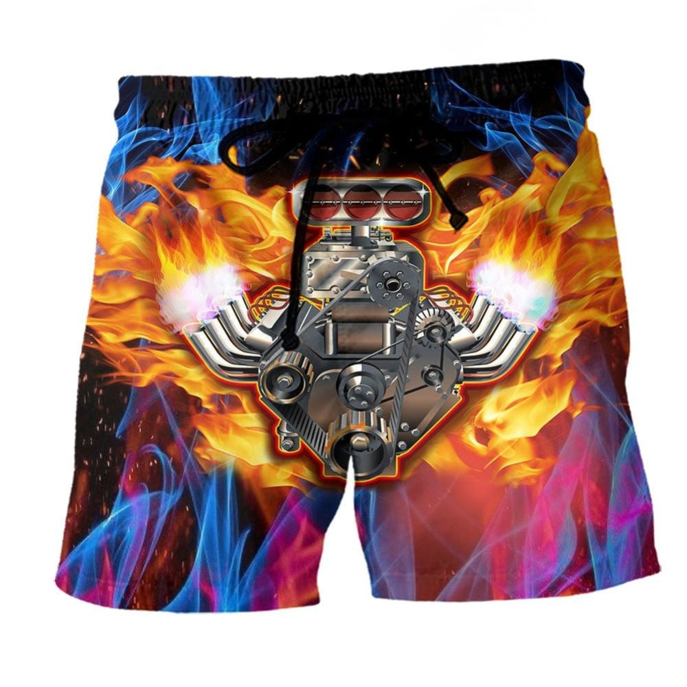 Hot Rod Fire Flame Cool Ride - Beach Short