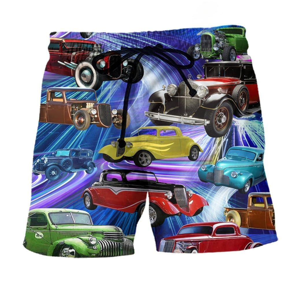 Car Green Red Dream Style - Beach Short