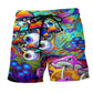 Hippie Mushroom Eyes Art Style - Beach Short
