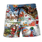 Christmas Hi From Santa Sleigh – Beach Short