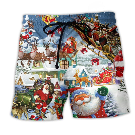 Christmas Hi From Santa Sleigh – Beach Short