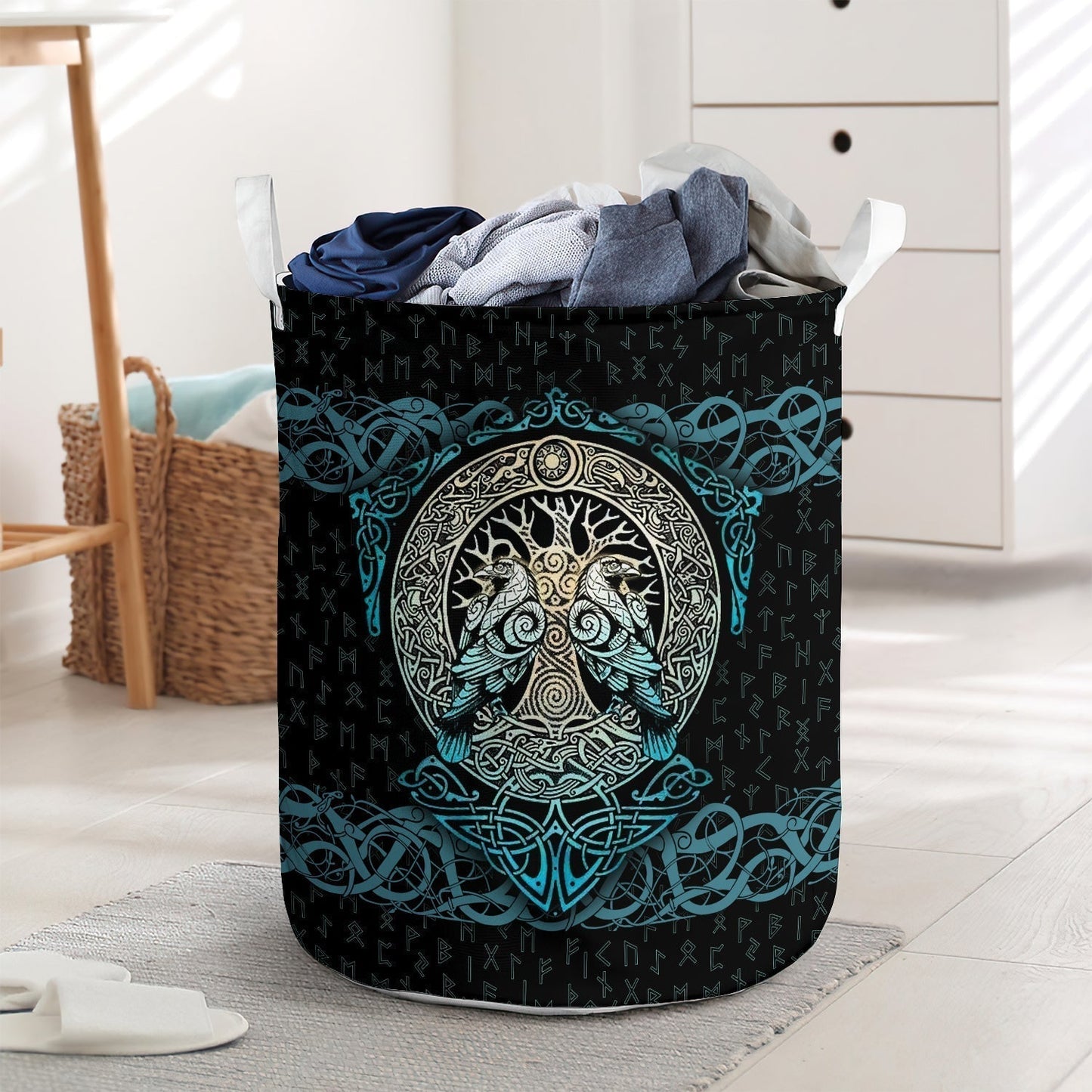 Viking Raven Mysterious Style - Laundry Basket - Owls Matrix LTD