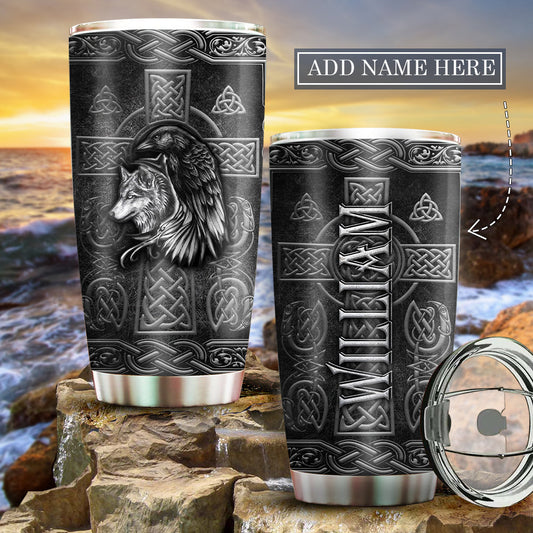 Viking And Wolf Stronger Personalized 20 Oz Tumbler