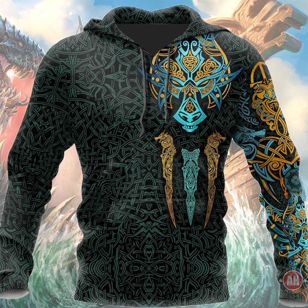 Viking Wolf Sign Art – 3D Hoodie