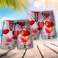 Valentine Cat Hot Air Balloon Art - Beach Short
