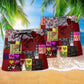 Valentine Paisley Heart Red Art - Beach Short