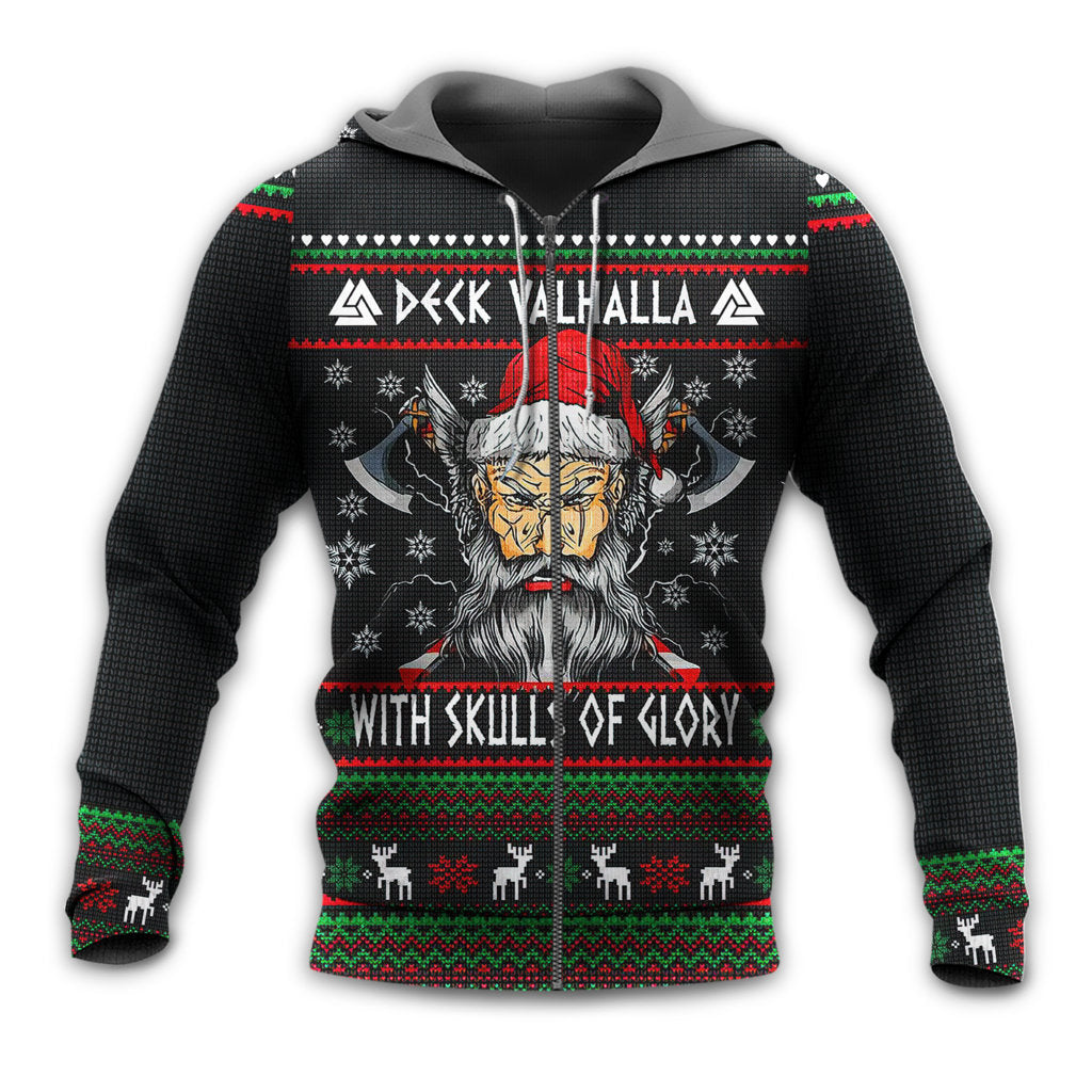 Valhalla Christmas Skull Glory - 3D Hoodie