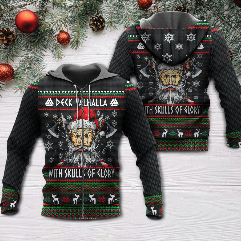 Valhalla Christmas Skull Glory - 3D Hoodie