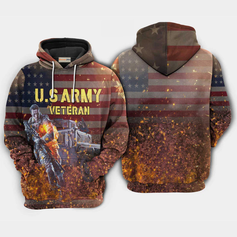Veteran Army Flag Tribute Art – 3D Hoodie