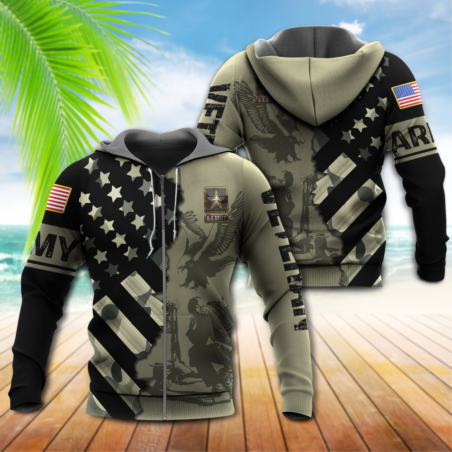 Veteran Army Tribute With USA Flag - 3D Hoodie