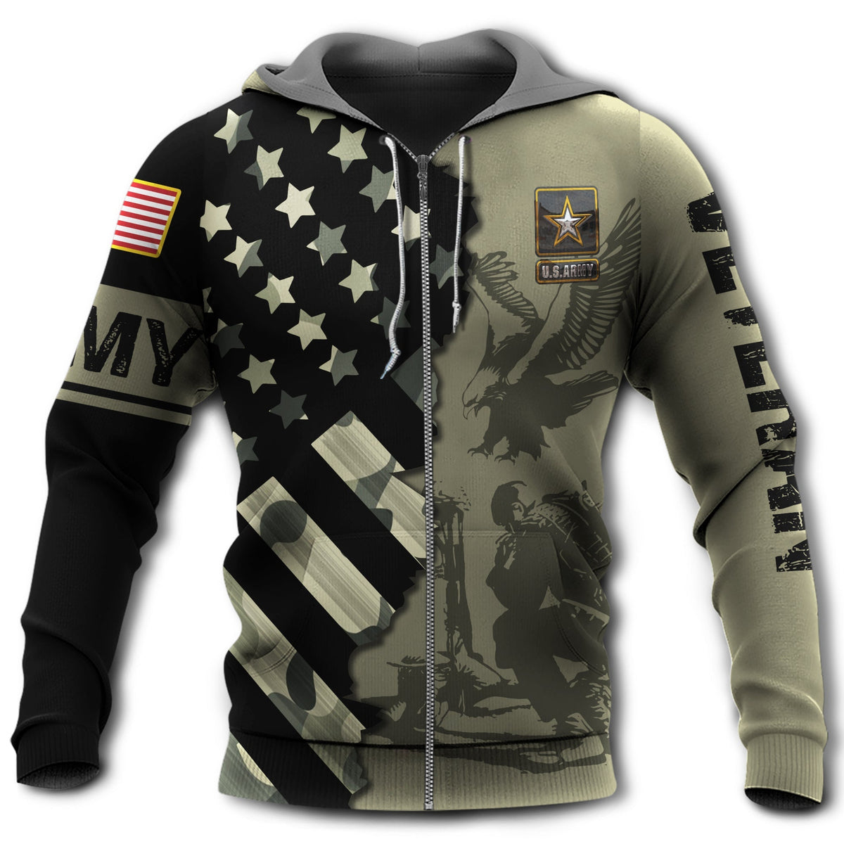 Veteran Army Tribute With USA Flag - 3D Hoodie