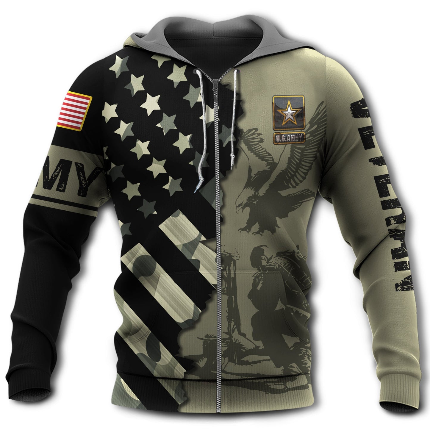 Veteran Army Tribute With USA Flag - 3D Hoodie