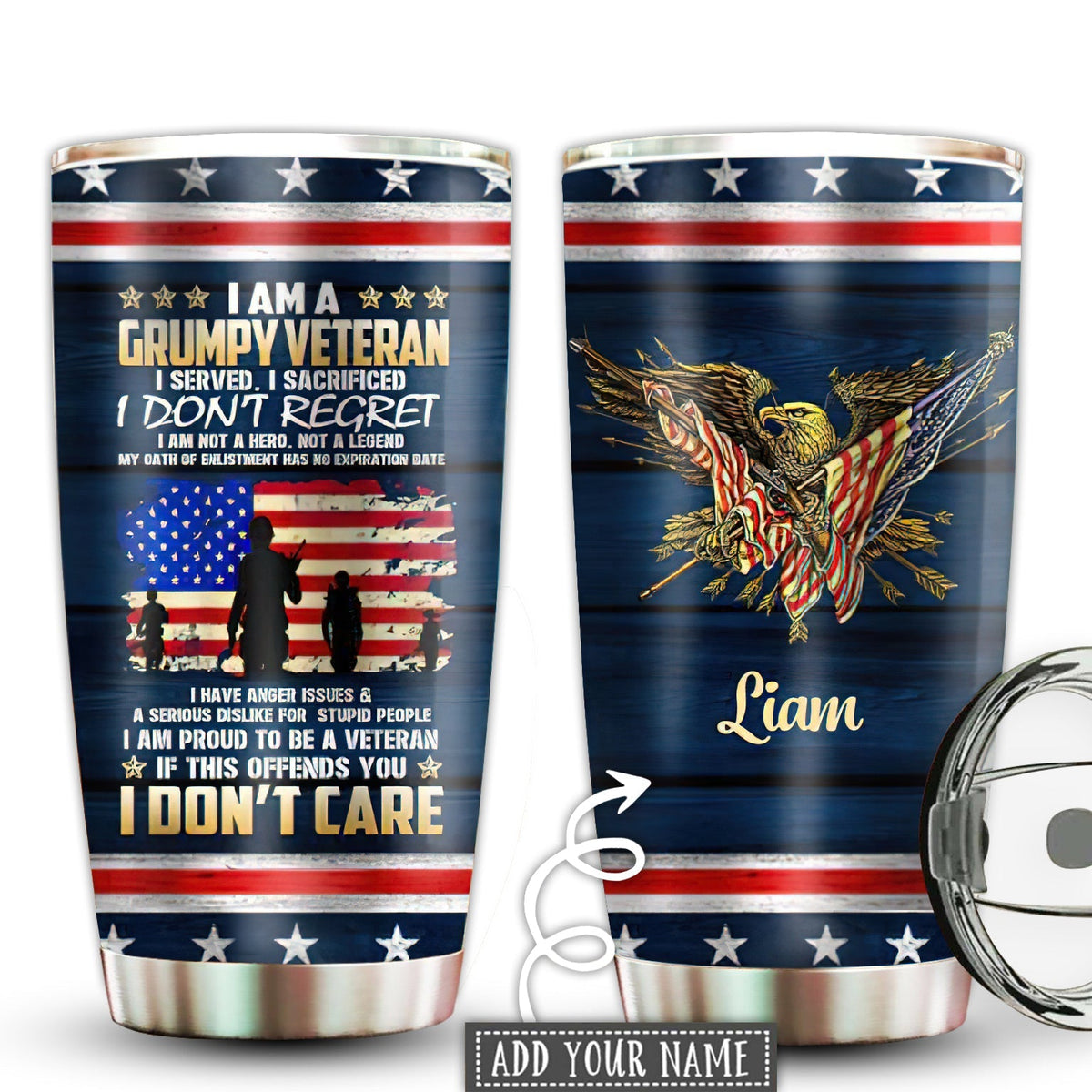 Veteran Grumpy Bold Personalized 20 Oz Tumbler