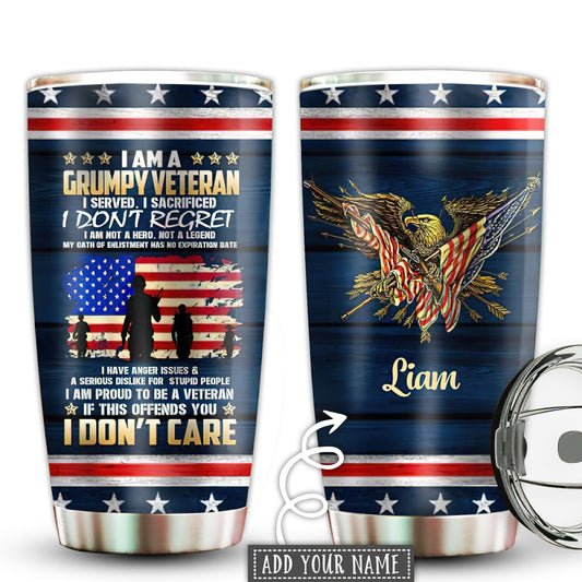 Veteran Grumpy Bold Personalized 20 Oz Tumbler