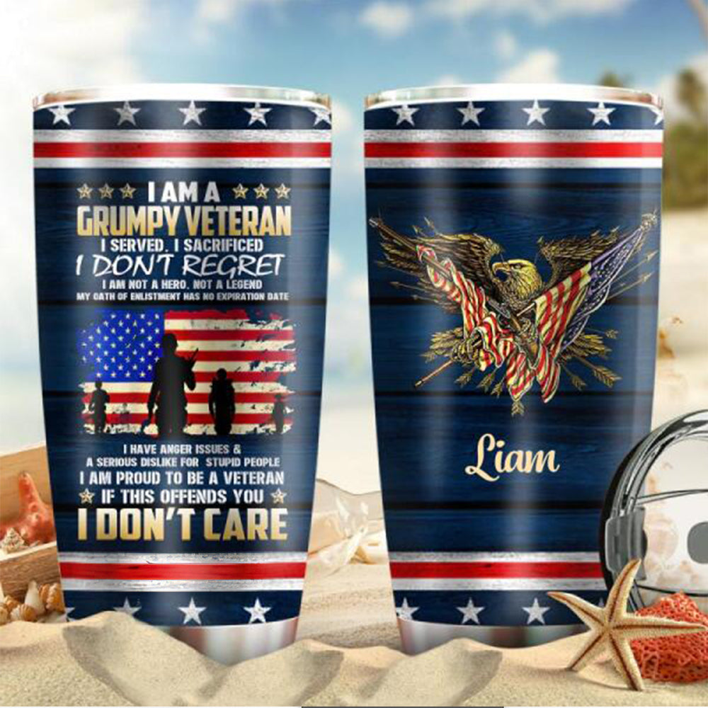 Veteran Grumpy Bold Personalized 20 Oz Tumbler