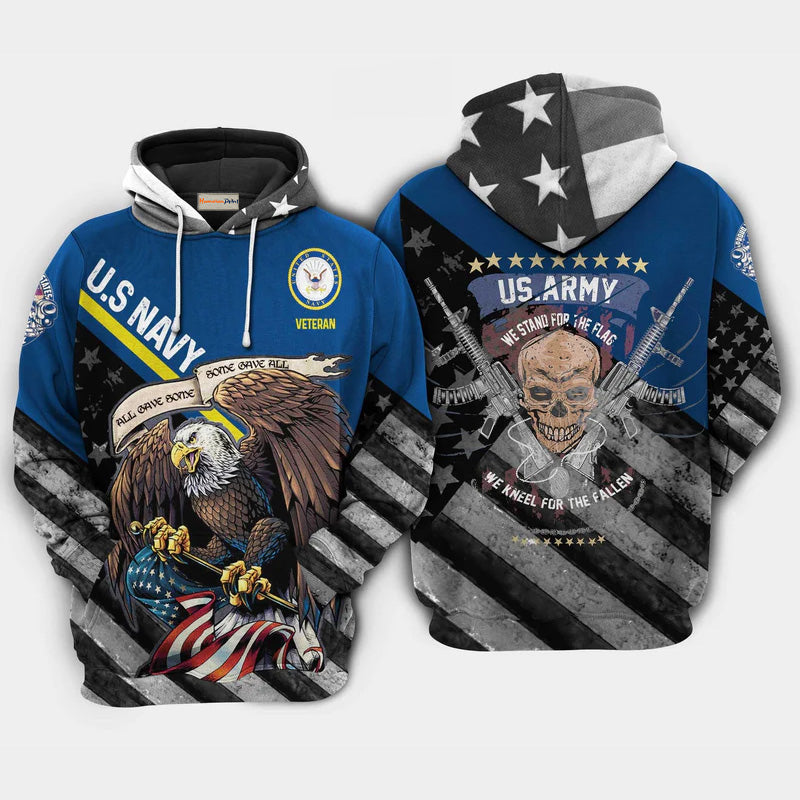 Veteran Navy Eagle Skull Tribute Art – 3D Hoodie