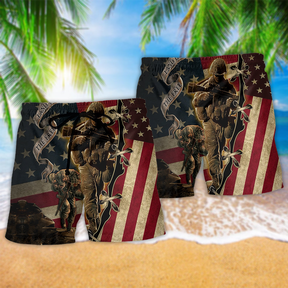 Veteran Proud Memories America Flag - Beach Short