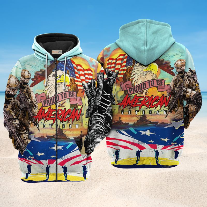 Veteran Proud To Be American Tribute Art – 3D Hoodie