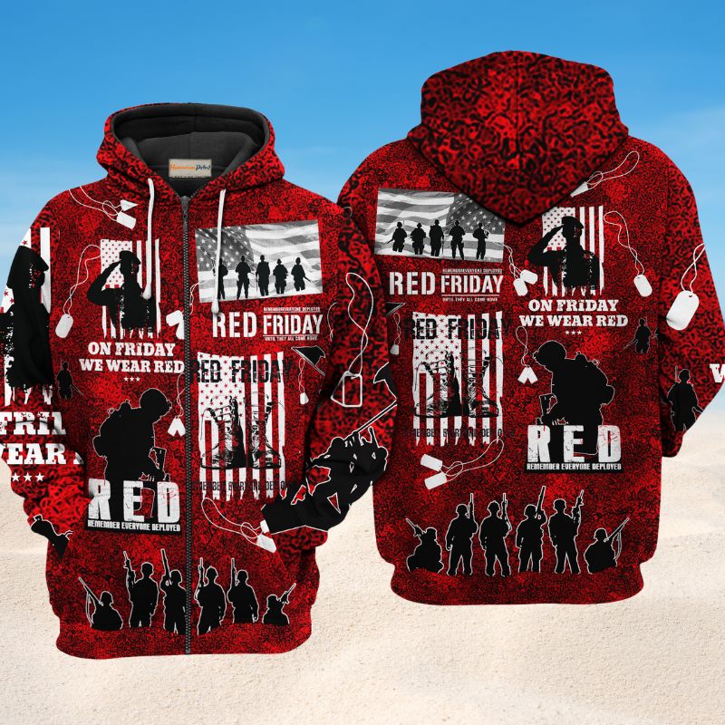 Veteran Red Friday Tribute Art – 3D Hoodie