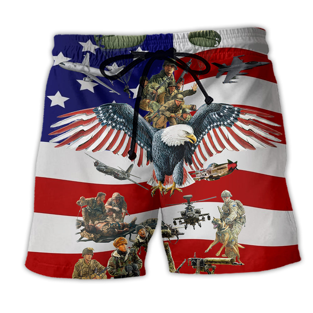 Veteran We Always Remember You With Eagle - Beach Short