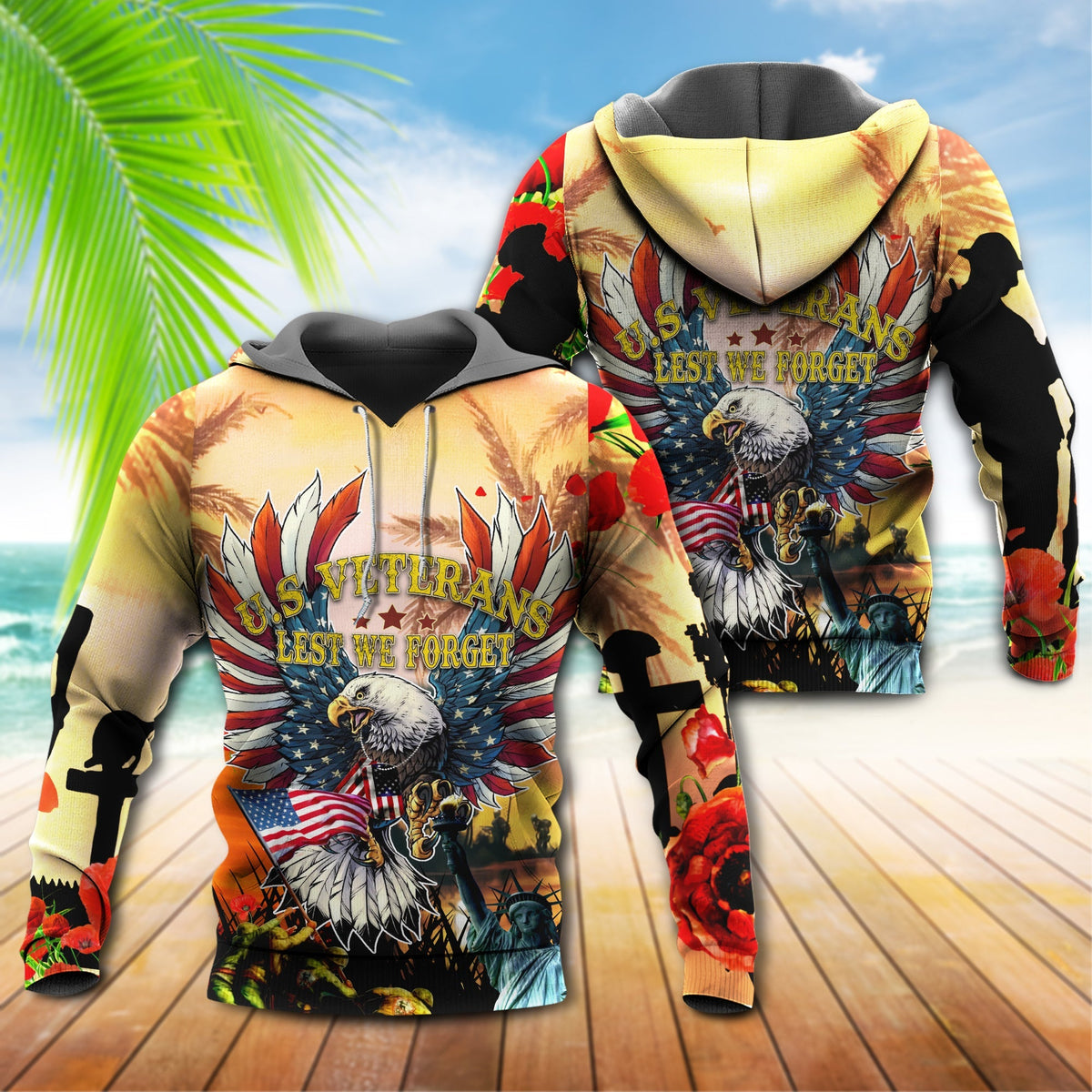 Veterans Lest We Forget Tribute Art – 3D Hoodie