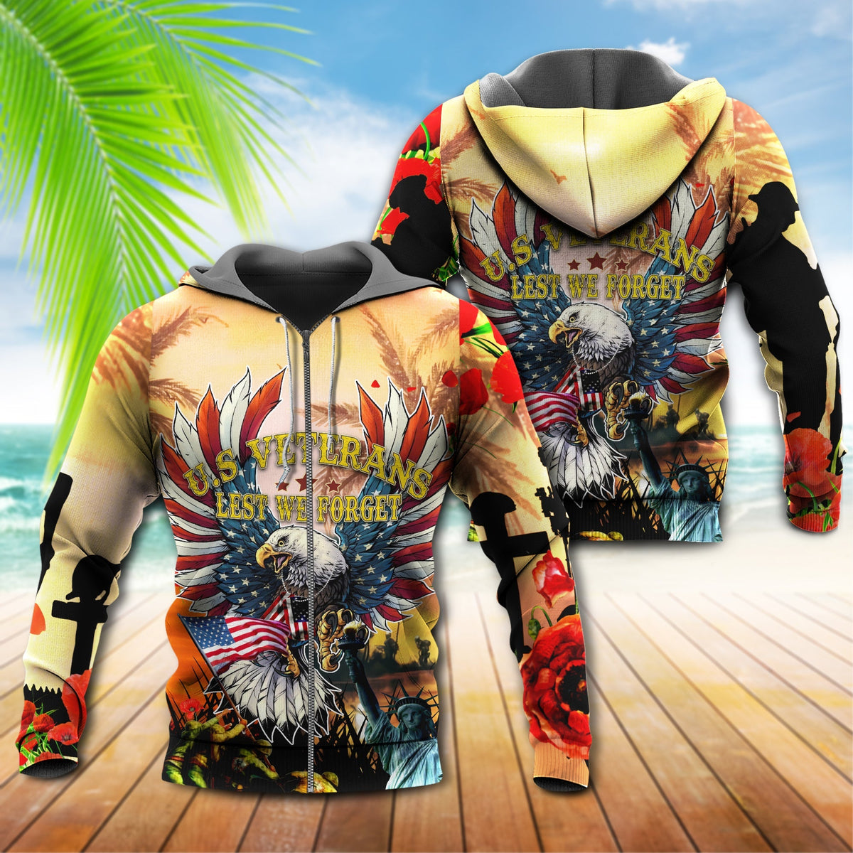 Veterans Lest We Forget Tribute Art – 3D Hoodie