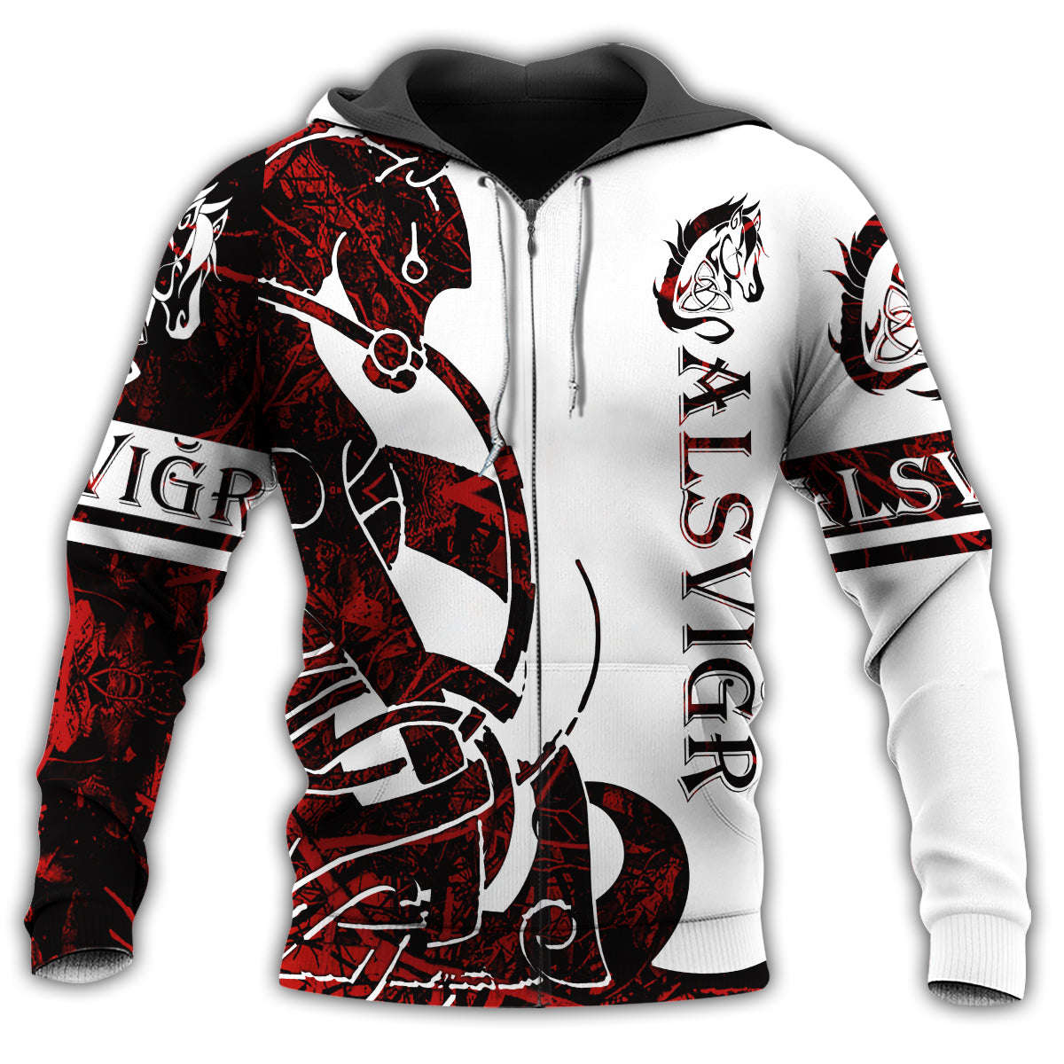Viking Alsvidr Legend Red White - 3D Hoodie