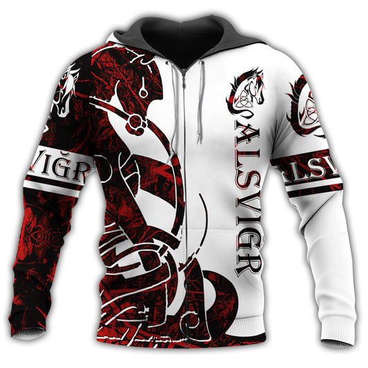 Viking Alsvidr Legend Red White - 3D Hoodie