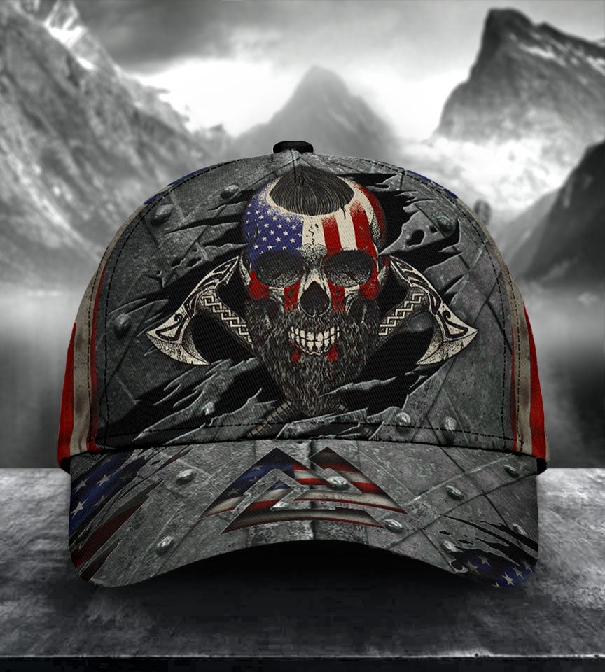 Viking American Skull Flag Style – Classic Cap