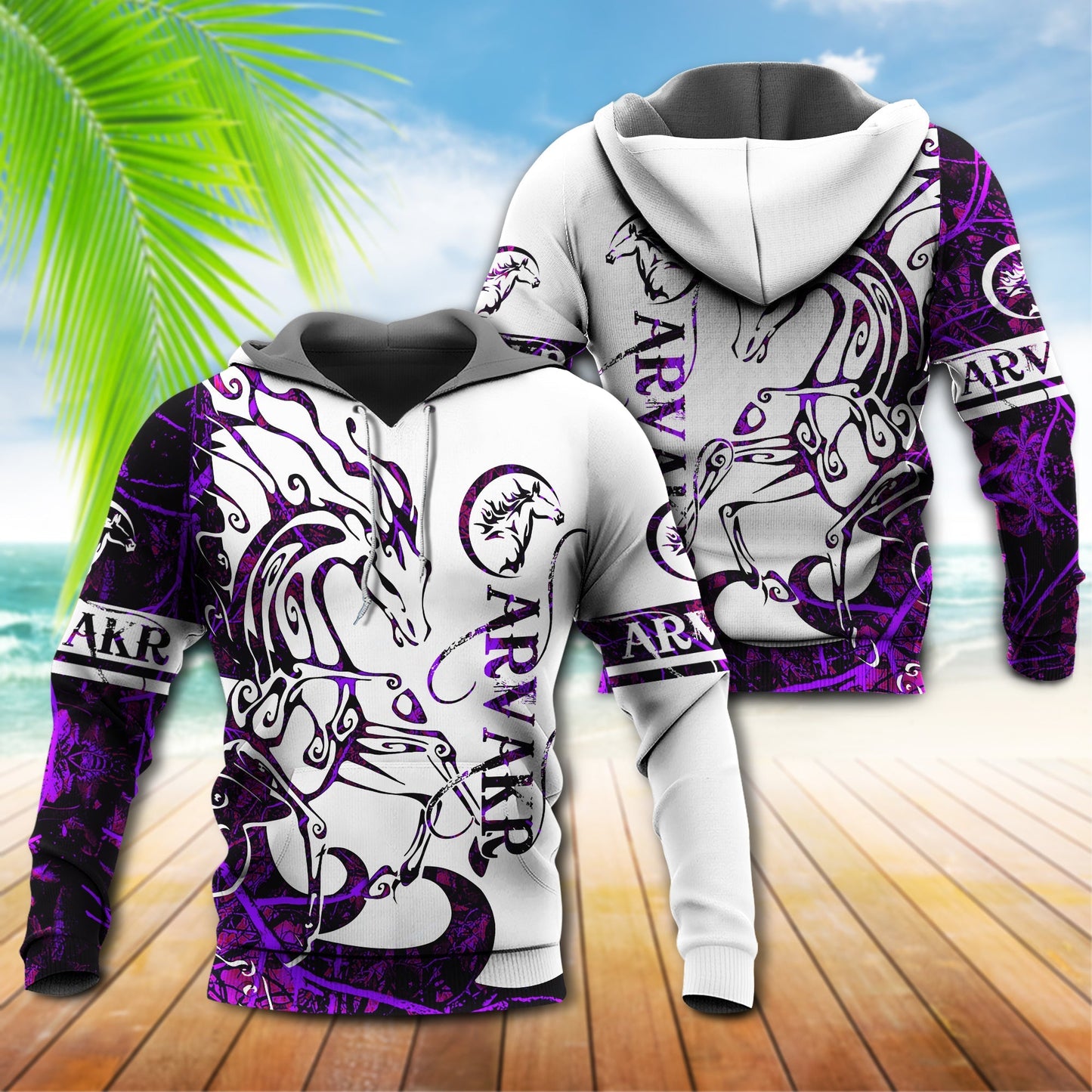 Viking Arvakr Legend Purple White - 3D Hoodie