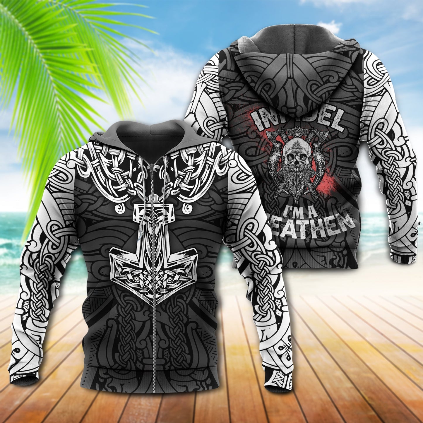 Viking Blood Black White Style - 3D Hoodie