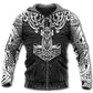 Viking Blood Black White Style - 3D Hoodie