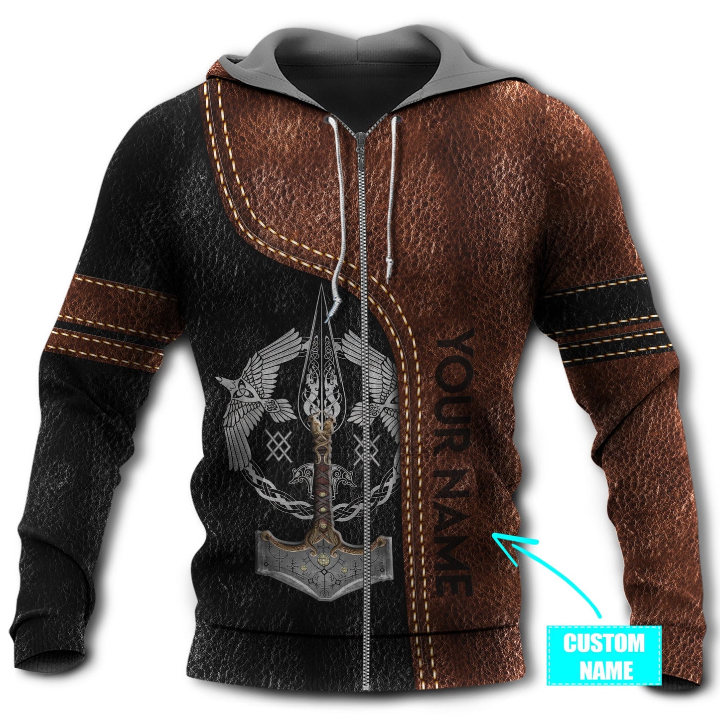 Viking Blood Brown Black Personalized - 3D Hoodie