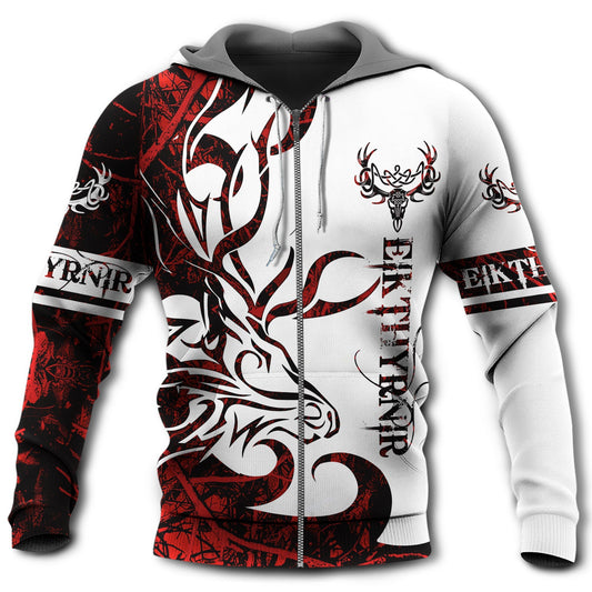 Viking Eikthyrnir Legend Red White - 3D Hoodie
