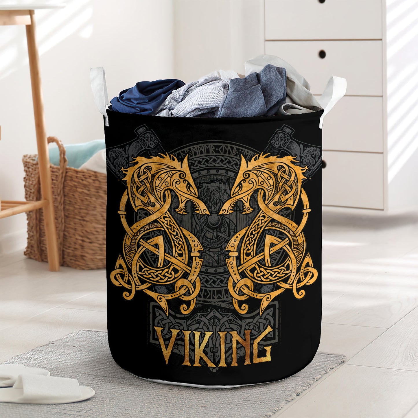 Viking fenrir black background - Laundry basket - LAUB13LIN020322-Owls Matrix