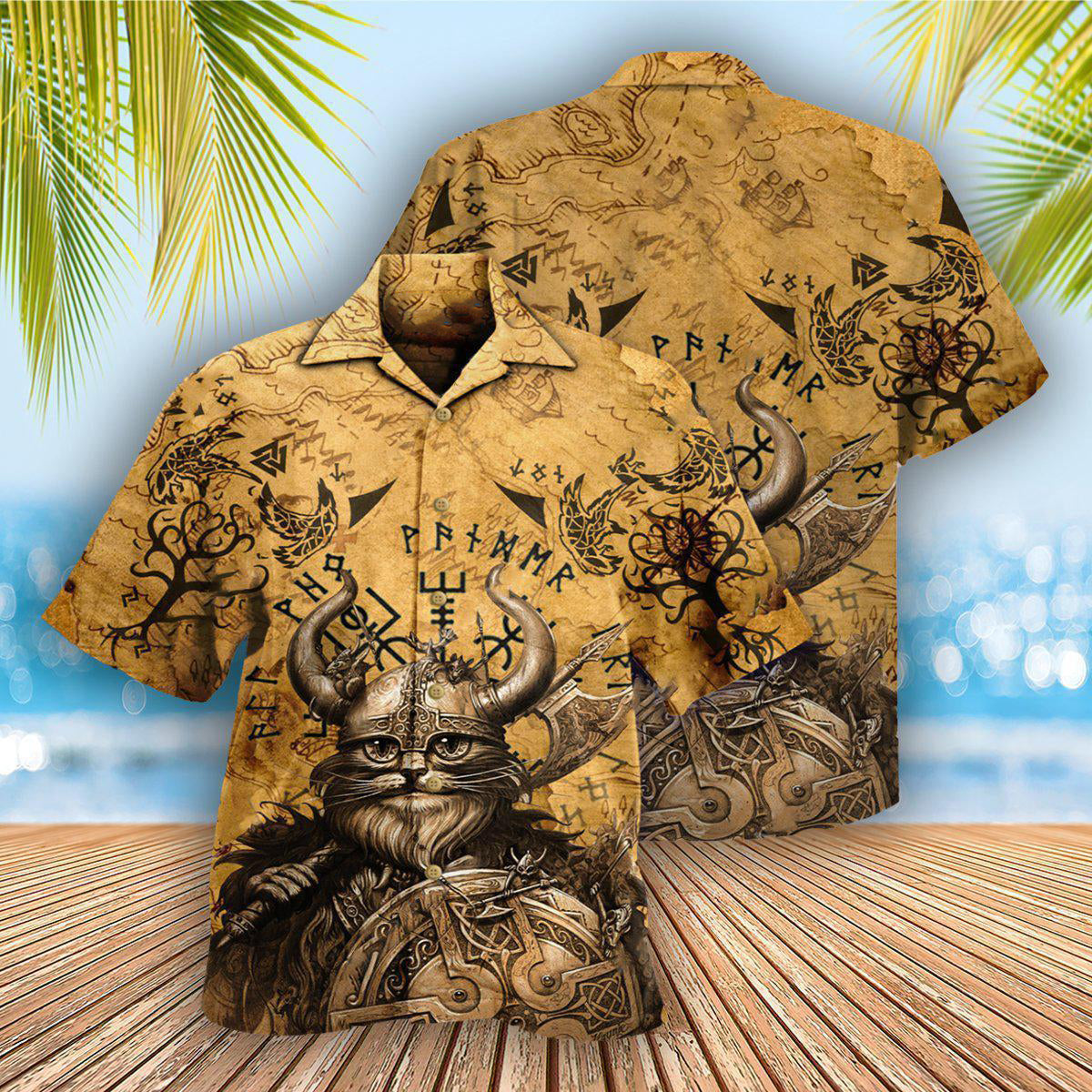 Viking Meows To Valhalla Funny Art – Hawaiian Shirt