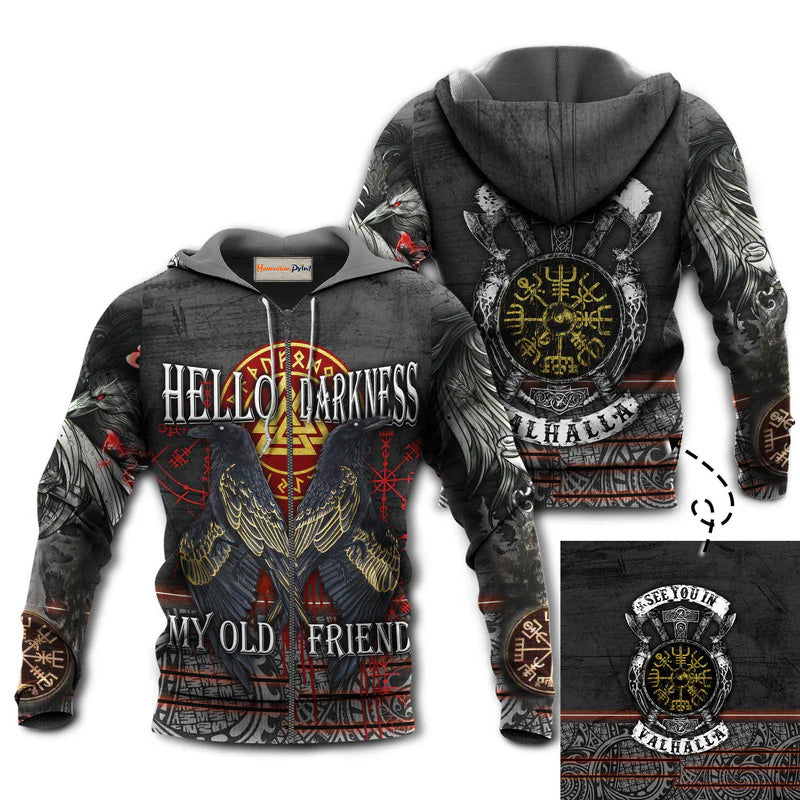 Viking Hello Darkness Quote Art – 3D Hoodie