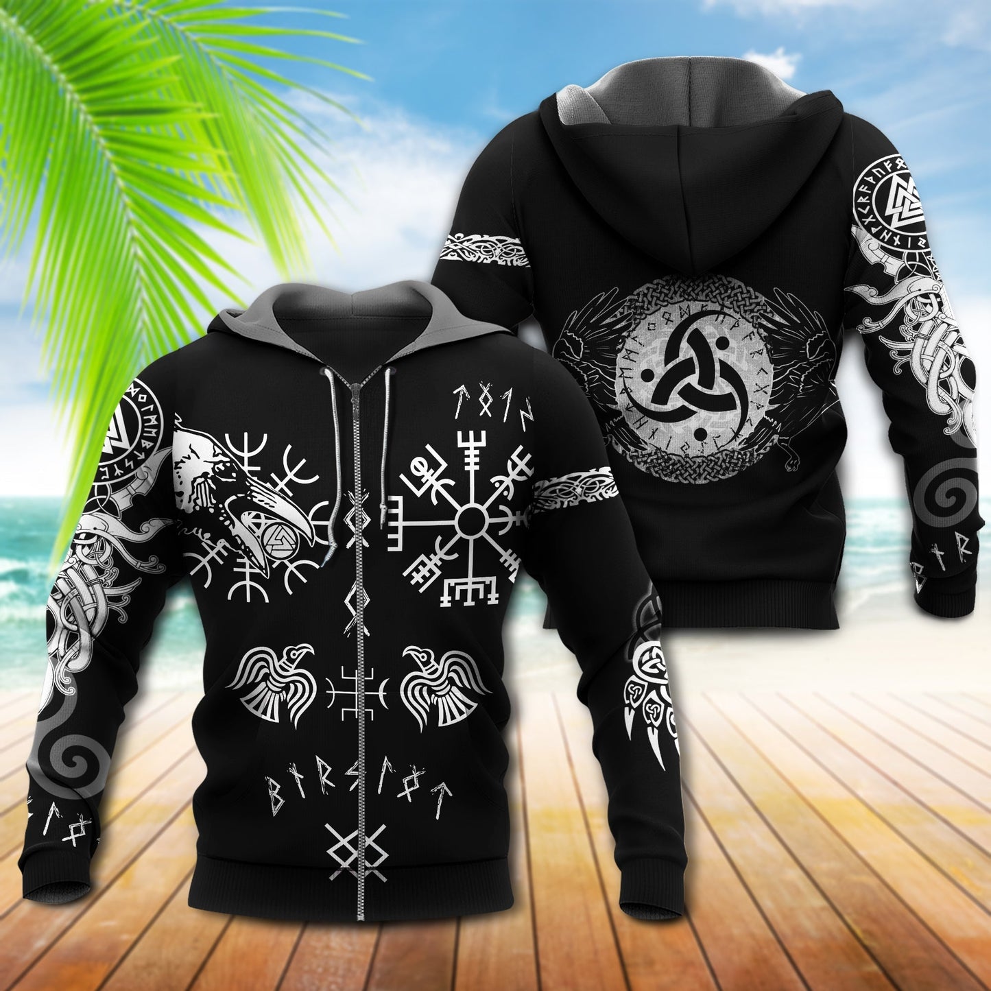 Viking Huginn And Muninn Tattoo Style - 3D Hoodie