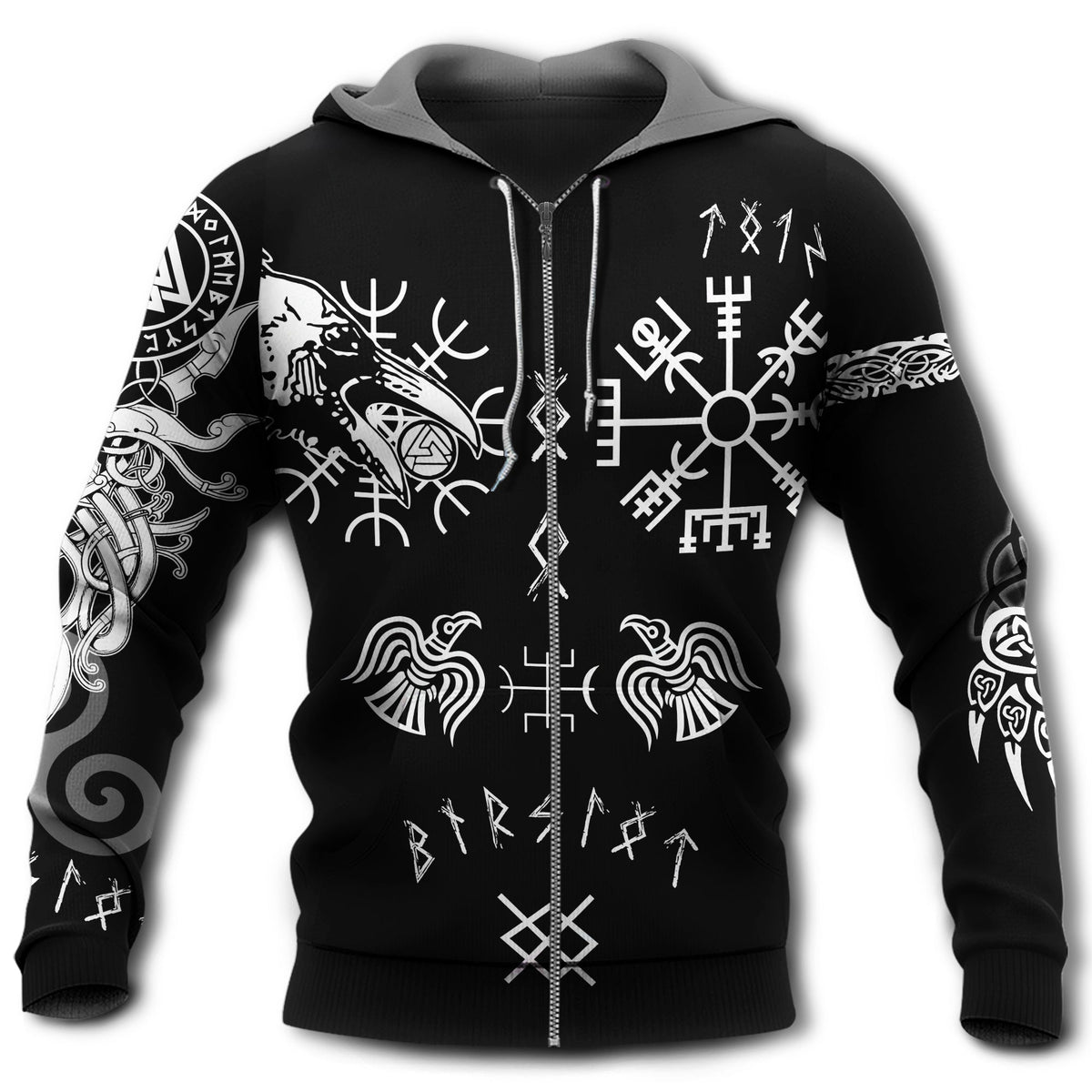 Viking Huginn And Muninn Tattoo Style - 3D Hoodie