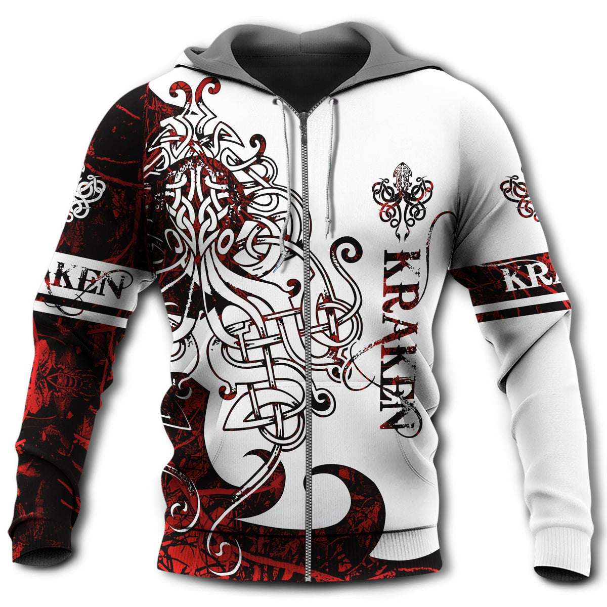 Viking Kraken Legend Red White - 3D Hoodie
