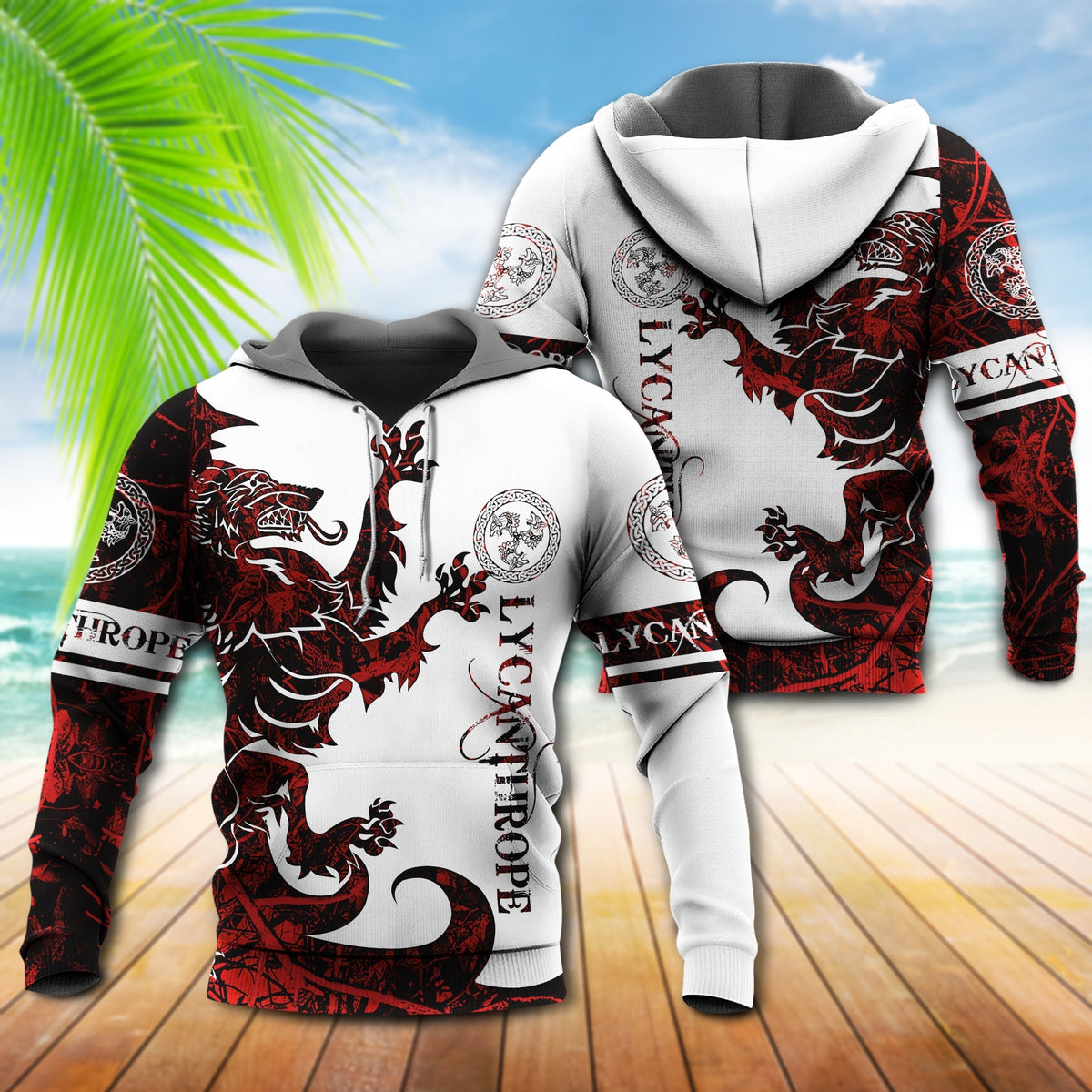 Viking Lycanthrope Legend Red White - 3D Hoodie