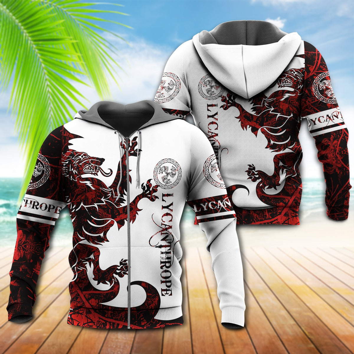 Viking Lycanthrope Legend Red White - 3D Hoodie