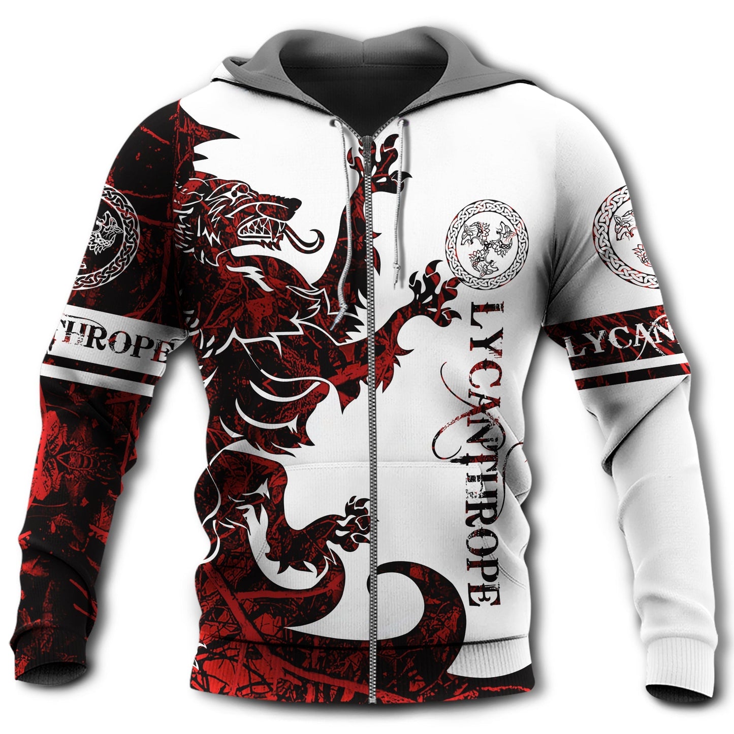 Viking Lycanthrope Legend Red White - 3D Hoodie