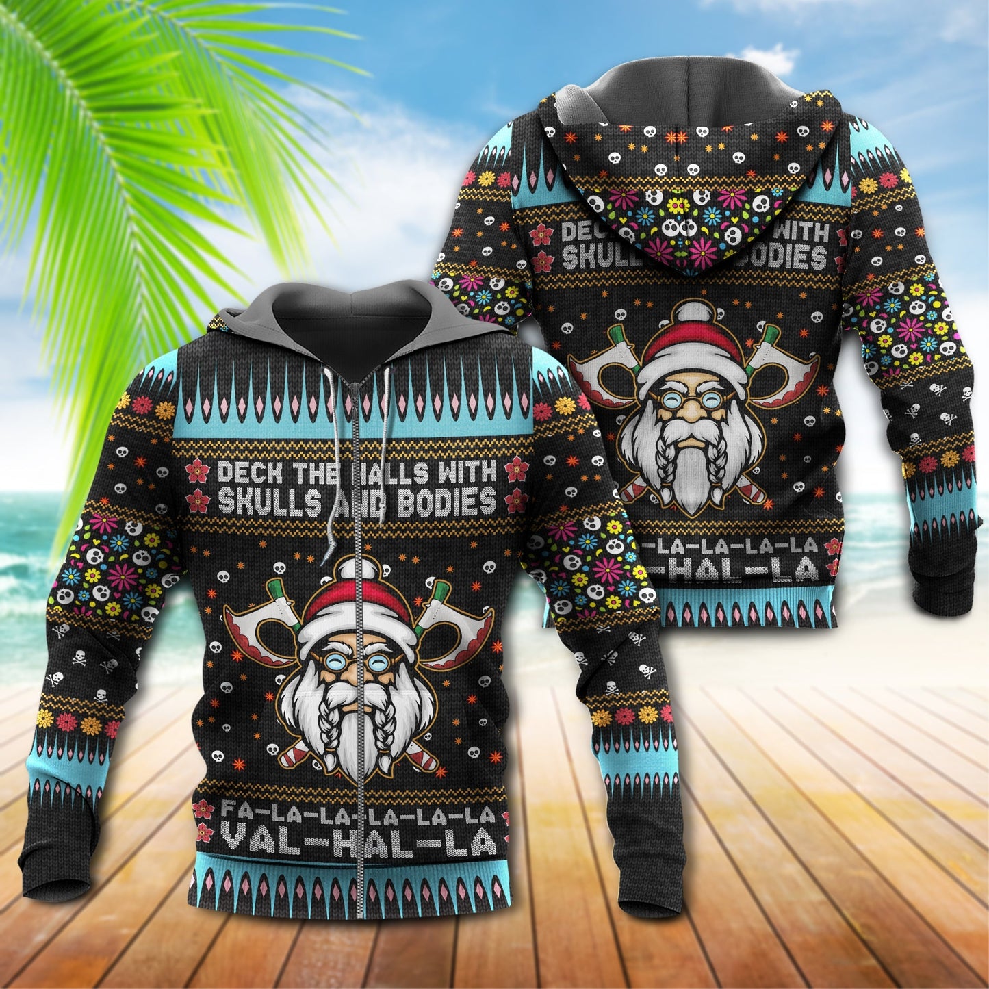 Viking Merry Xmas Valhalla Colorful - 3D Hoodie
